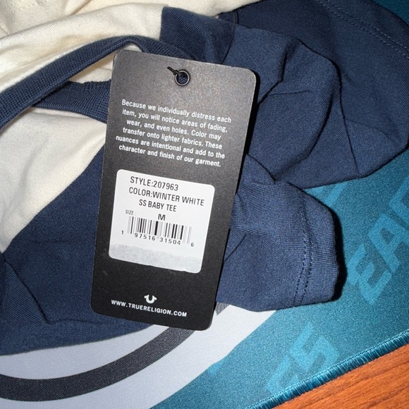 True Religion White and Blue Short Sleeve Tee - Picture 6 of 6